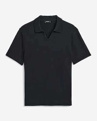Ribbed Johnny Collar Sweater Polo