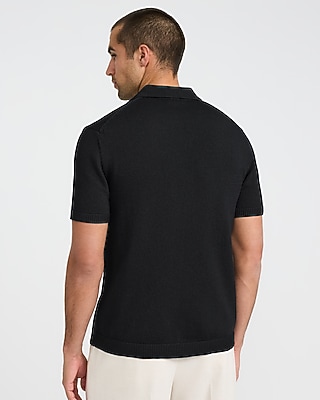 Ribbed Johnny Collar Sweater Polo