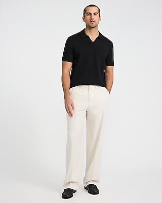 Ribbed Johnny Collar Sweater Polo
