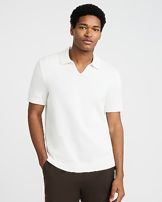 Ribbed Johnny Collar Sweater Polo