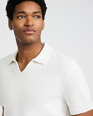 Ribbed Johnny Collar Sweater Polo