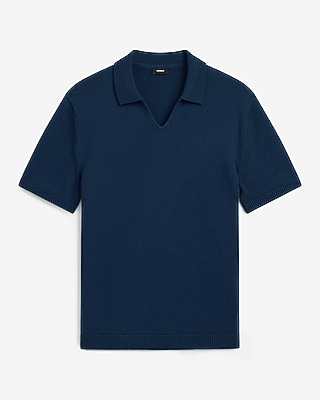 Ribbed Johnny Collar Sweater Polo