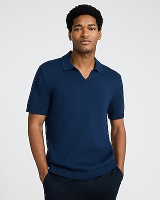 Ribbed Johnny Collar Sweater Polo