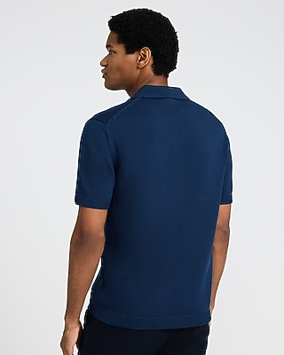 Ribbed Johnny Collar Sweater Polo