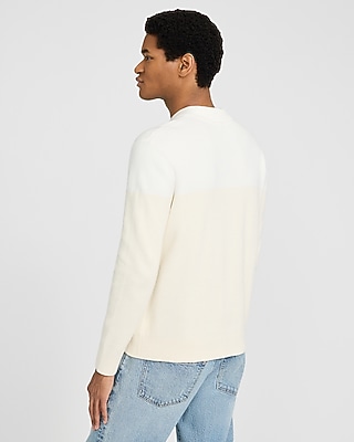 Color Blocked Cotton Long Sleeve Sweater Polo