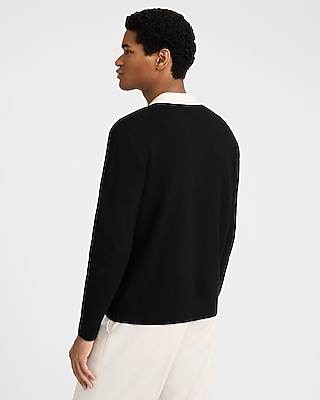 Contrast Collar Long Sleeve Sweater Polo