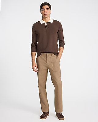 Contrast Collar Long Sleeve Sweater Polo