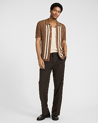 Textured Cotton Open Knit Sweater Polo