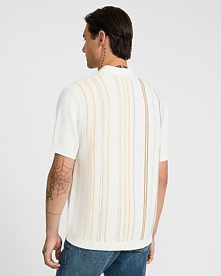 Textured Cotton Striped Short Sleeve Shirt