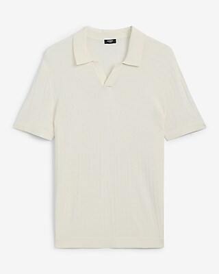 Luxtouch Jersey Textured Johnny Collar Sweater Polo