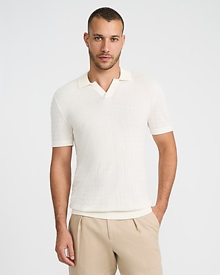 Luxtouch Jersey Textured Johnny Collar Sweater Polo