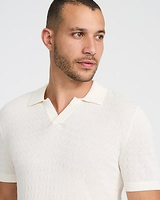 Luxtouch Jersey Textured Johnny Collar Sweater Polo