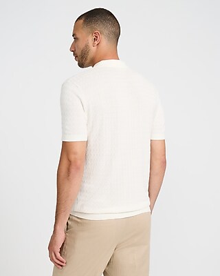 Luxtouch Jersey Textured Johnny Collar Sweater Polo