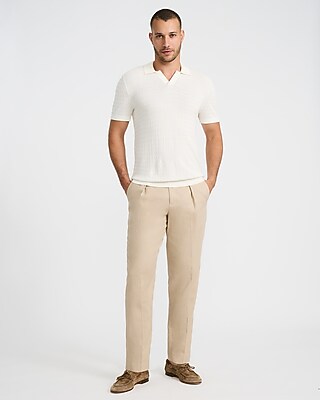 Luxtouch Jersey Textured Johnny Collar Sweater Polo