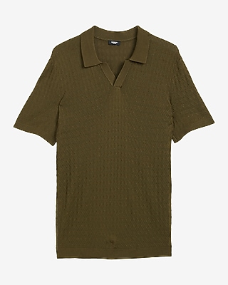 Luxtouch Jersey Textured Johnny Collar Sweater Polo