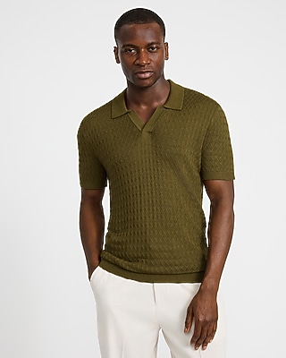 Luxtouch Jersey Textured Johnny Collar Sweater Polo