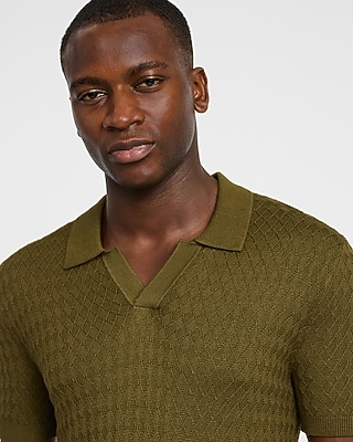 Luxtouch Jersey Textured Johnny Collar Sweater Polo