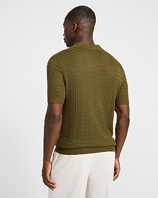 Luxtouch Jersey Textured Johnny Collar Sweater Polo