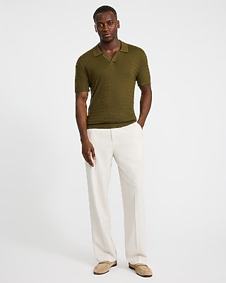 Luxtouch Jersey Textured Johnny Collar Sweater Polo