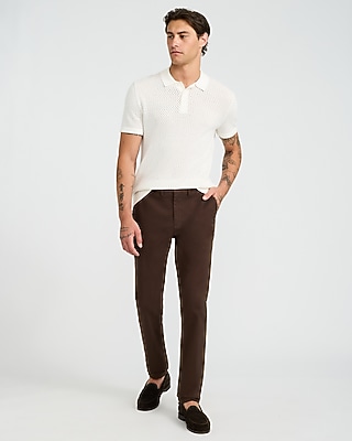 Cotton Open Knit Pointelle Sweater Polo