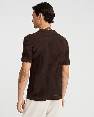 Textured Ribbed Cotton Striped Sweater Polo