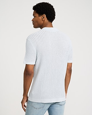 Textured Ribbed Cotton Striped Sweater Polo