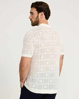 Luxtouch Jersey Textured Checkboard Sweater Polo