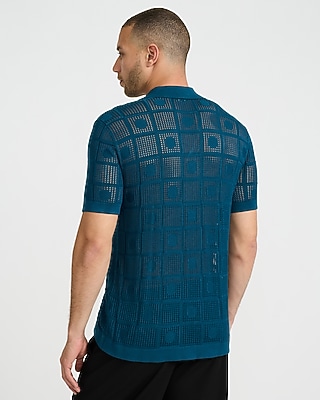 Luxtouch Jersey Textured Checkboard Sweater Polo