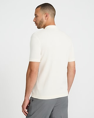 Cotton Ribbed Johnny Collar Short Sleeve Sweater Polo