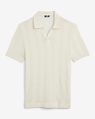 Luxtouch Jersey Textured Zig Zag Johnny Collar Sweater Polo