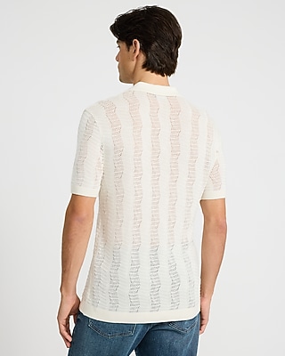 Luxtouch Jersey Textured Zig Zag Johnny Collar Sweater Polo