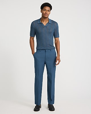 Jersey Textured Zig Zag Johnny Collar Sweater Polo
