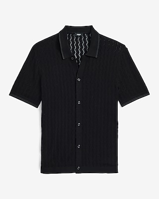 Luxtouch Jersey Tipped Textured Pointelle Sweater Polo