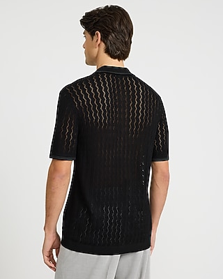 Luxtouch Jersey Tipped Textured Pointelle Sweater Polo