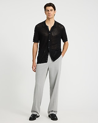 Luxtouch Jersey Tipped Textured Pointelle Sweater Polo