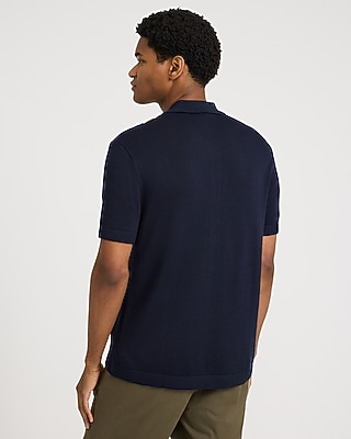 Textured Boucle Striped Short Sleeve Sweater Polo