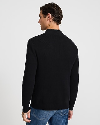Textured Waffle Cotton Quarter Zip Sweater