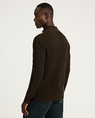 Textured Waffle Cotton Quarter Zip Sweater