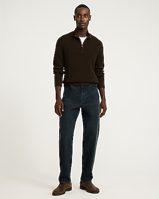 Textured Waffle Cotton Quarter Zip Sweater