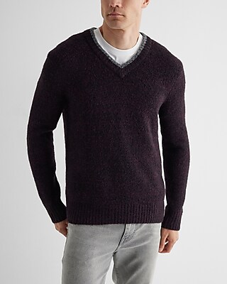 A/W2002 Y's for men - V-Neck L/S Top Textured Tipped V-neck Sweater |