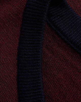 V-Neck Color Block Merino Wool Sweater