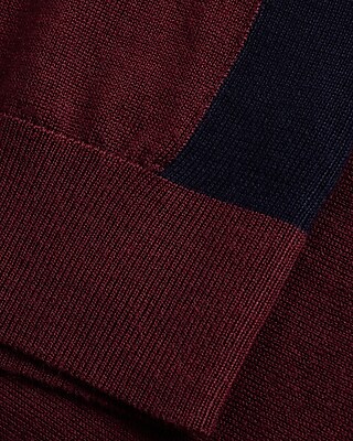 V-Neck Color Block Merino Wool Sweater