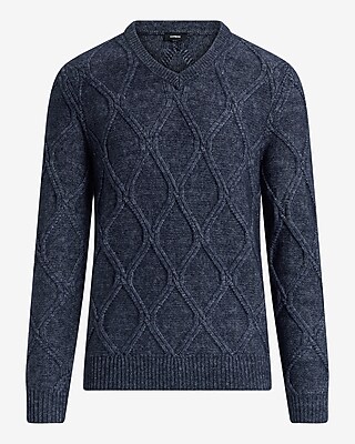 Geo Cable Knit V-Neck Sweater