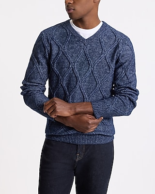 Geo Cable Knit V-Neck Sweater