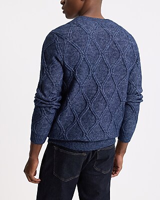 Geo Cable Knit V-Neck Sweater