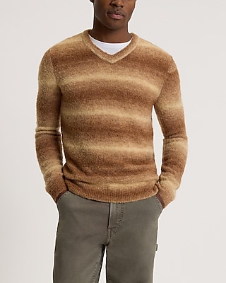 Striped Gradient Boucle Wool-Blend V-Neck Sweater