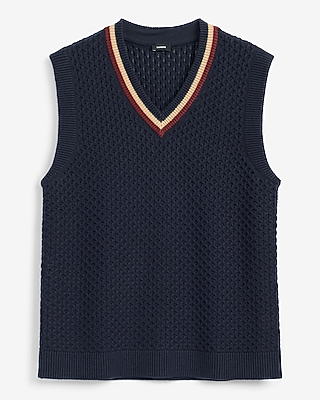 Cotton Cable Knit V-Neck Sweater Vest