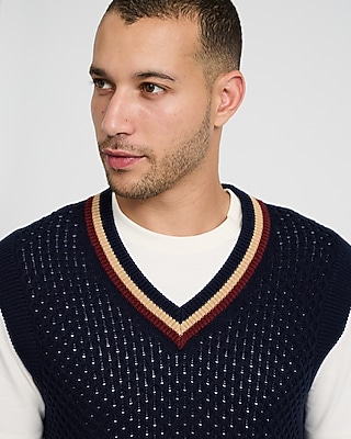Cotton Cable Knit V-Neck Sweater Vest