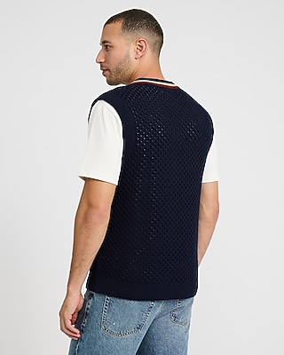 Cotton Cable Knit V-Neck Sweater Vest