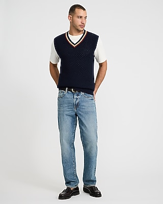 Cotton Cable Knit V-Neck Sweater Vest